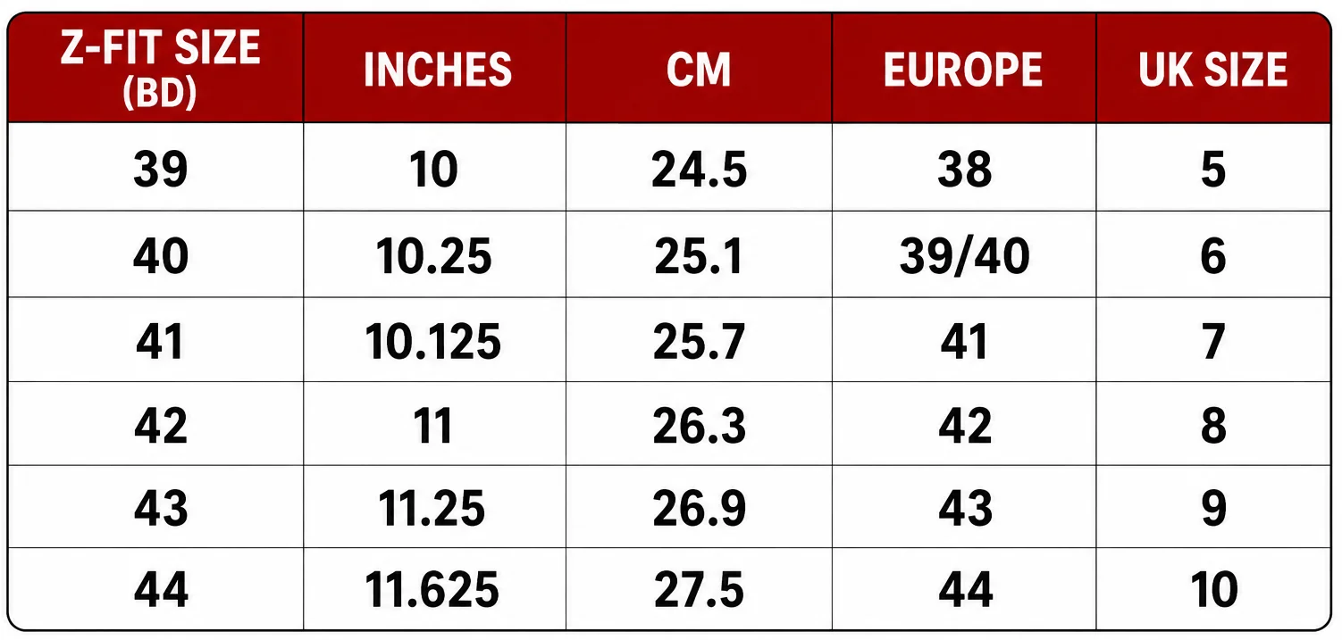 Product size guide